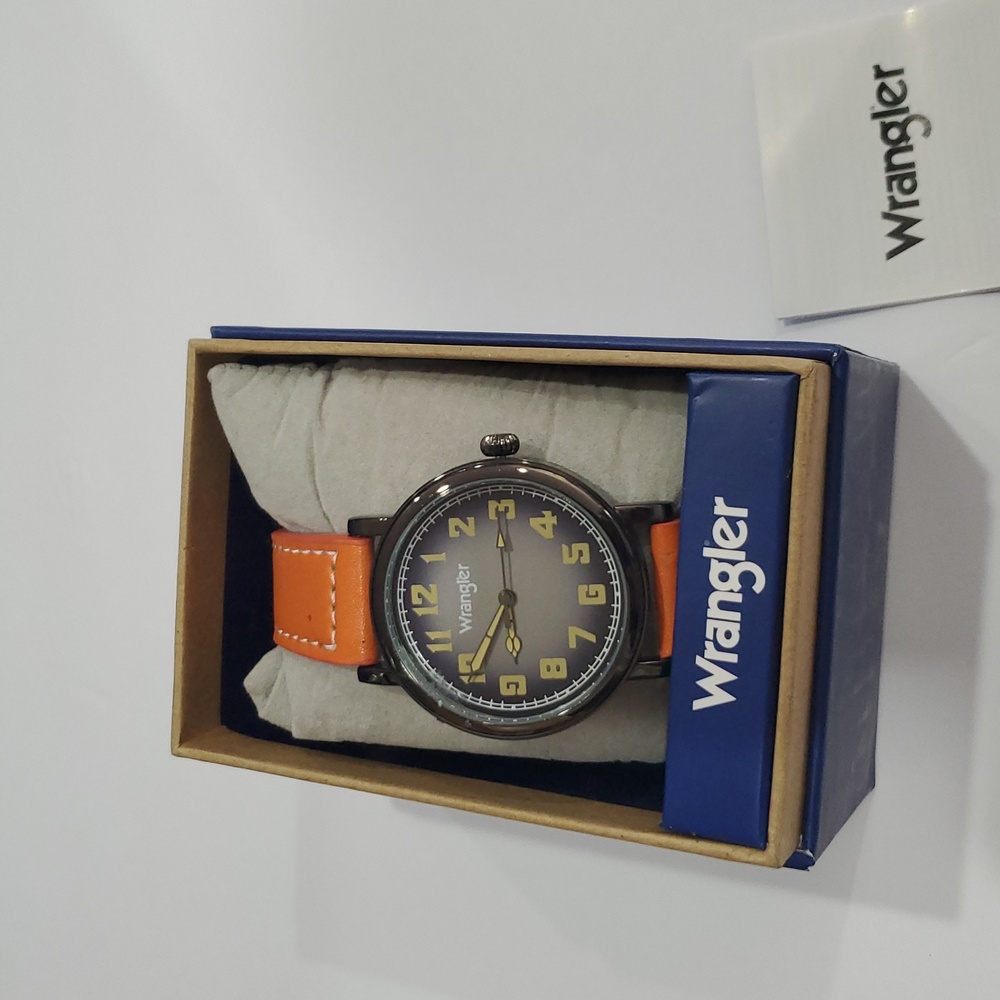 Wrangler Men's Grey‎ Orange Western Collection wristwatch new